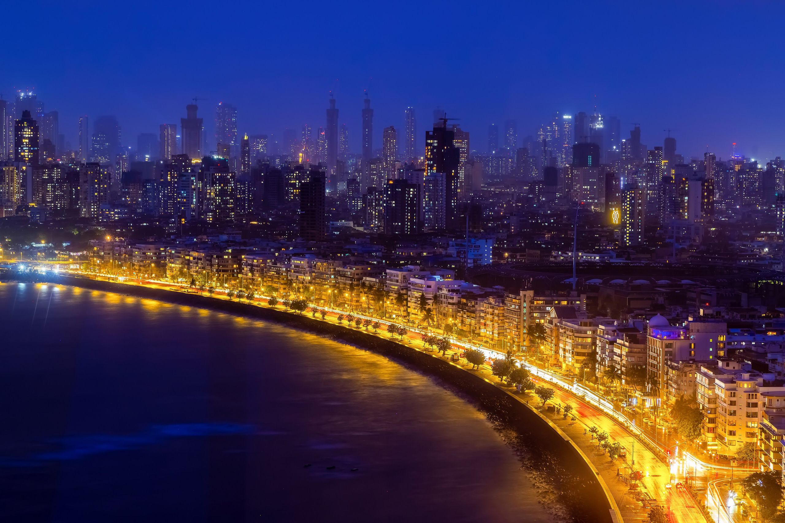Marine Drive, Mumbai, at night