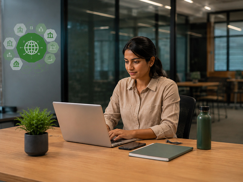 Visiting Sustainability Officer working on client ESG reporting and sustainability office as a service strategy